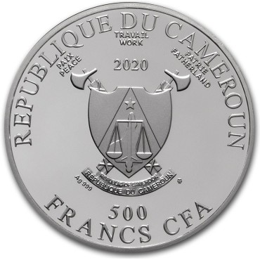 Срібна монета Музика Густав Клімт 500 франків 2020 Камерун (кольорова)
