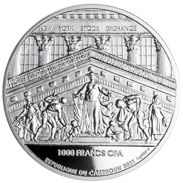 Серебряная монета 1oz В яблочко! 1000 франков 2021 Камерун