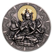 Серебряная монета 2oz Античный Будда 2000 франков 2020 Камерун