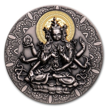 Серебряная монета 2oz Античный Будда 2000 франков 2020 Камерун