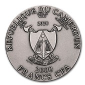 Серебряная монета 2oz Античный Будда 2000 франков 2020 Камерун