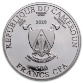 Серебряная монета Божья коровка (с лупой) 500 франков 2020 Камерун (цветная)