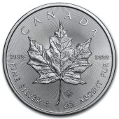 Серебряная монета 1oz Кленовый Лист 5 долларов 2021 Канада