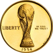 Золотая монета Чемпионат Мира По Футболу 5 долларов 1994 США