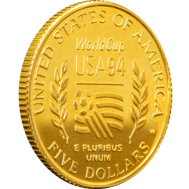 Золотая монета Чемпионат Мира По Футболу 5 долларов 1994 США