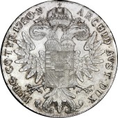 Серебряная монета Талер Марии Терезы 1780 Австрия рестрайк