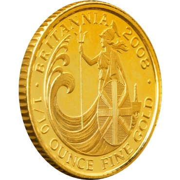 Золотая монета 1/10oz Британия 10 английских фунтов 2008 Великобритания