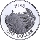 Серебряная монета Круизный Туризм 1 Доллар 1985 Бермудские Острова