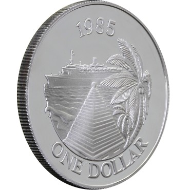 Серебряная монета Круизный Туризм 1 Доллар 1985 Бермудские Острова