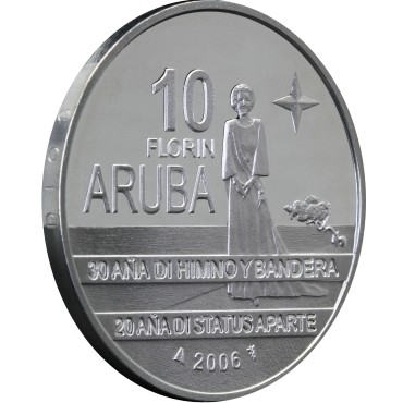 Срібна монета 30 років Прапору та Гімну 10 Флоринів 2006 Аруба