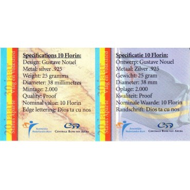 Срібна монета 30 років Прапору та Гімну 10 Флоринів 2006 Аруба