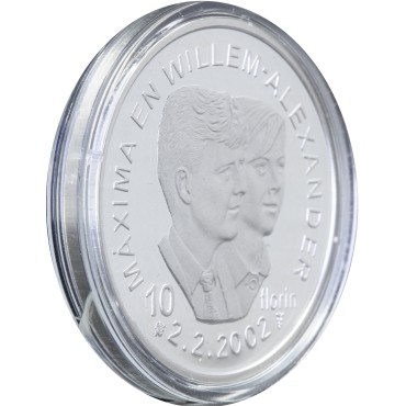 Серебряная монета Брачный союз Принца Виллем-Александра и Максимы Соррегьеты 10 Флоринов 2002 Аруба