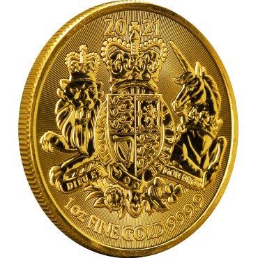 Золотая монета 1oz Королевский Герб 100 английских фунтов 2021 Великобритания