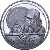 Серебряная монета 1oz Иконы Инноваций: Галилео Галлилей 5 долларов 2021 Ниуэ