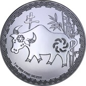 Серебряная монета 1oz Год Быка 2 доллара 2021 Ниуэ