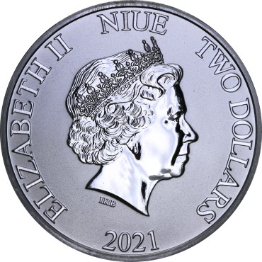 Срібна монета 1oz Рік Бика 2 долара 2021 Ніуе