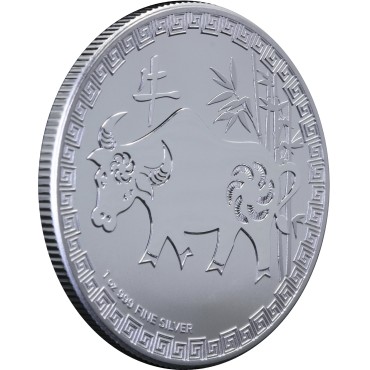 Срібна монета 1oz Рік Бика 2 долара 2021 Ніуе