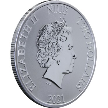 Срібна монета 1oz Рік Бика 2 долара 2021 Ніуе
