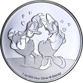 Серебряная монета 1oz Дональд и Дейзи Дак 2 доллара 2021 Ниуэ