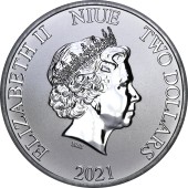 Серебряная монета 1oz Дональд и Дейзи Дак 2 доллара 2021 Ниуэ