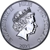 Серебряная монета 1oz Черепаха 2 доллара 2021 Ниуэ