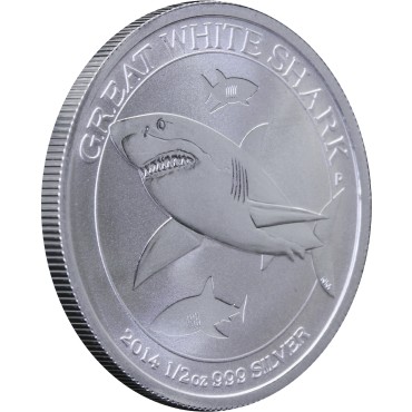 Серебряная монета 1/2oz Большая Белая Акула 50 центов 2014 Австралия