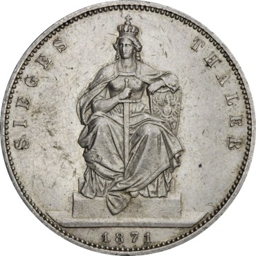 Срібна монета "Перемога у Франко-пруській війні" 1 переможний талер 1871 Прусія