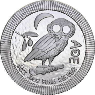 Серебряная монета 1oz Афинская Сова 2 доллара 2021 Ниуэ