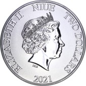 Серебряная монета 1oz Тысячелетний Сокол "Звездные Войны" 2 доллара 2021 Ниуэ
