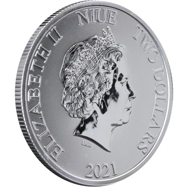 Серебряная монета 1oz Тысячелетний Сокол "Звездные Войны" 2 доллара 2021 Ниуэ