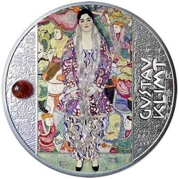 Срібна монета Клімт "Портрет Фридерики-Марії Бер" 500 франків 2021 Камерун (кольорова)