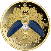 Серебряная монета 1oz Часы с жуком 1 доллар 2021 Ниуэ (позолоченная)