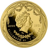 Серебряная монета 1oz Часы с жуком 1 доллар 2021 Ниуэ (позолоченная)