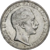 Серебряная монета Вильгельм II 3 марки 1908-1912 Германская империя