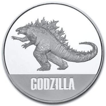Серебряная монета 1oz Годзилла 2 доллара 2021 Ниуэ