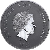 Срібна монета 1oz Чорна Черепаха 2 долара 2021 Ніуе