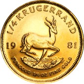 Золотая монета 1/4oz Крюгерранд 1981 Южная Африка
