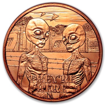 Мідний раунд 1oz Зона 51 "Вони тут" США