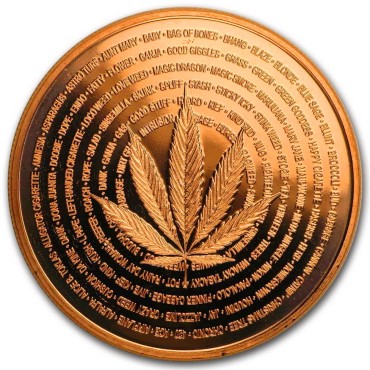 Медный раунд 1oz Канабис (Праздник Природы) США