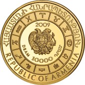 Золотая монета 1/4oz Телец 10000 драм 2009 Армения