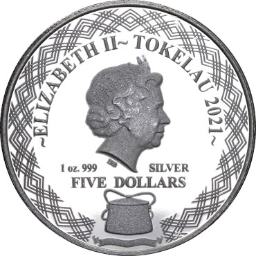 Серебряная монета 1oz Козерог 5 долларов 2021 Токелау