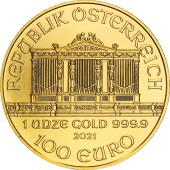 Золота монета 1oz Віденська Філармонія 100 Євро 2021 Австрія