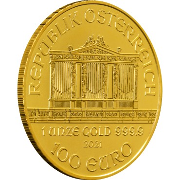 Золотая монета 1oz Венская Филармония 100 Евро 2021 Австрия