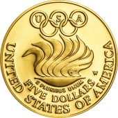 Золота монета Олімпіада в Сеулі 5 доларів США 1988