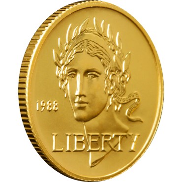 Золотая монета Олимпиада в Сеуле 5 долларов 1988 США