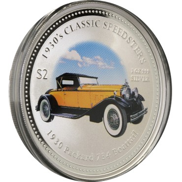 Срібна монета 1oz Автомобіль "1930 Packard 734 Boattail" 2 долара 2006 Острова Кука (кольорова)