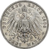 Серебряная монета Вильгельм II Вюртемберг 3 марки 1908-1914 Германская империя