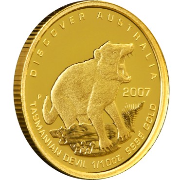 Золотая монета 1/10oz Тасманский Дьявол 15 долларов 2007 Австралия