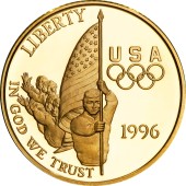 Золотая монета Олимпиада в Атланте 5 долларов 1996 США