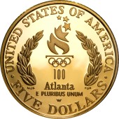 Золотая монета Олимпиада в Атланте 5 долларов 1996 США